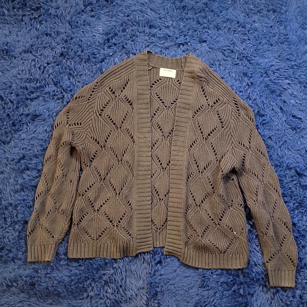 OLD NAVY Women's Soft Cotton Blend Pointelle-Knit Open-Front Cardigan